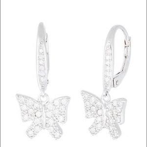 Rhodium plated 925 sterling silver butterfly earin